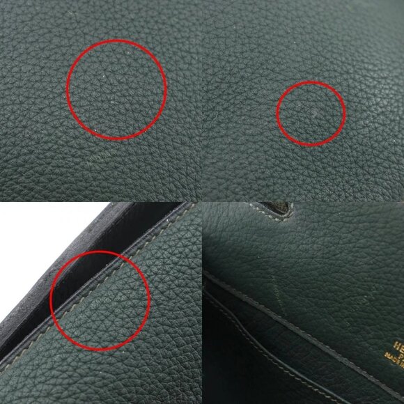 HERMES Sherpa PM Backpack Daypack vintage Green leather unisex - Picture 11 of 13